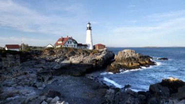 Öğleden sonra Maine, Portland 'daki Cape Elizabeth Deniz Feneri manzarası