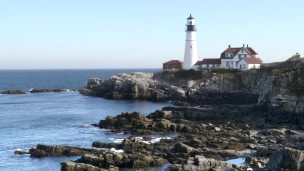 Cape elizabeth luz como visto do lado norte em portland, Maine — Vídeo de Stock