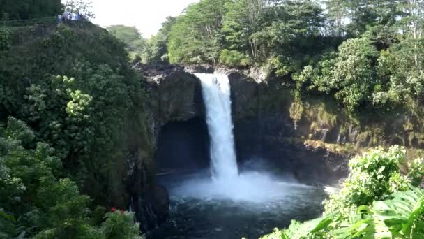 Ranní pohled na duhové vodopády na velkém ostrově Havaj — Stock video