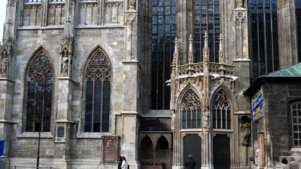 Disparo del exterior de la catedral de San Esteban en Viena — Vídeos de Stock