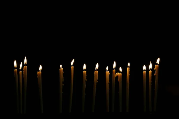 Burning Candles Black Background Ceremony — Stock Photo, Image
