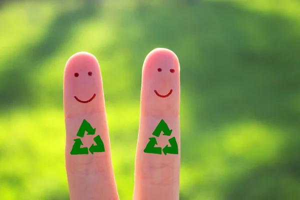 finger art of two friends. recycle ecology active