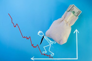 İşadamı bir taşıma çantası dolar kroki