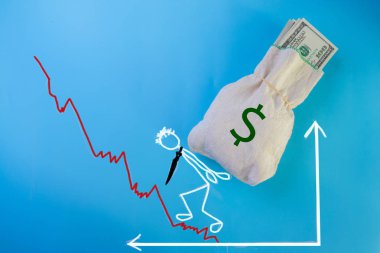 İşadamı bir taşıma çantası dolar kroki