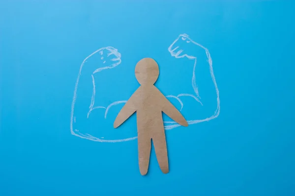 Homem Papel Com Músculos Conceito Autoconfiança — Fotografia de Stock