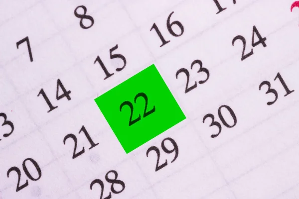 Perto Calendário Data Verde Calendário — Fotografia de Stock