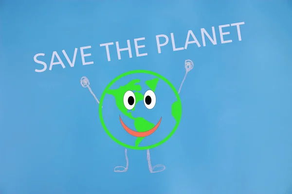 Earth Planet Character Blue Background — Stock Photo, Image