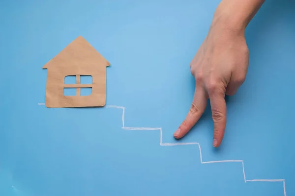 El kadar gitmek eve doğru üzerinde mavi arka plan