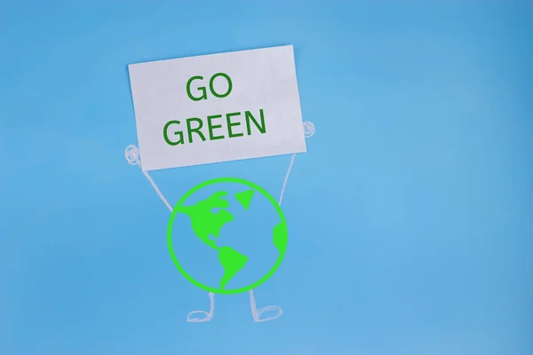 Earth Character Holding Banner Environmental Concept Image — Stock Photo, Image