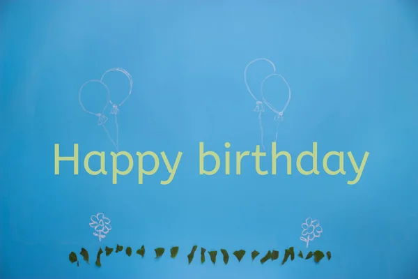 Kreatív Boldog Születésnapot Koncepció Kék Háttér — Stock Fotó