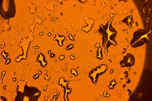 Sarı arka plan üzerinde su damlacıkları. arkadan aydınlatmalı