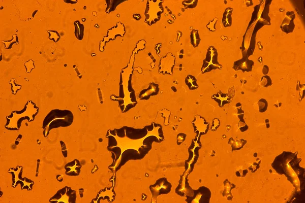 Sarı arka plan üzerinde su damlacıkları. arkadan aydınlatmalı