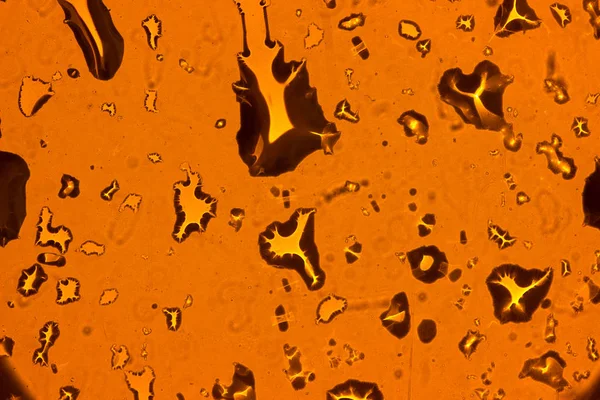 Sarı arka plan üzerinde su damlacıkları. arkadan aydınlatmalı