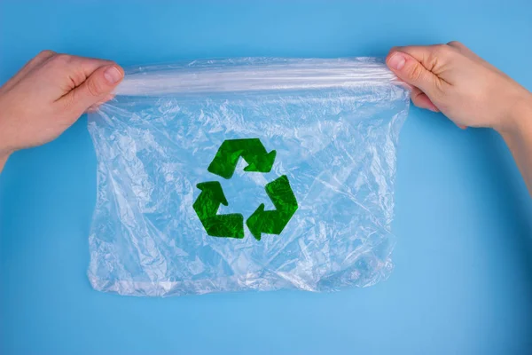 Plastique Recyclé Avec Logo Recyclage Concept Recyclage — Photo