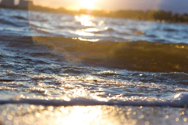 Розмите Зображення Хвиль Теплому Сонячному Світлі — стокове фото