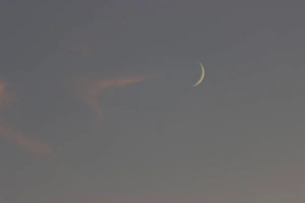 Luna Cielo Azul Con Nubes Rosadas — Foto de Stock