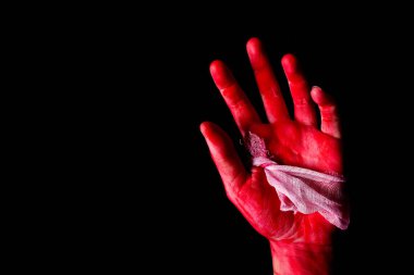 Kanlı Tema yalnız katil: katil kanlı eller gösterir