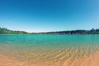 Orman gölündeki mavi su