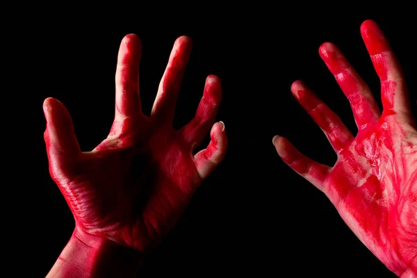 Bloedige Thema Lone Moordenaar Moordenaar Toont Bloedige Handen — Stockfoto