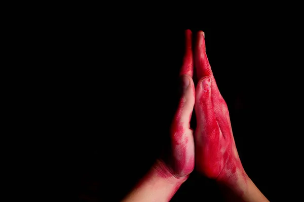 Biddende Handen Bloed — Stockfoto