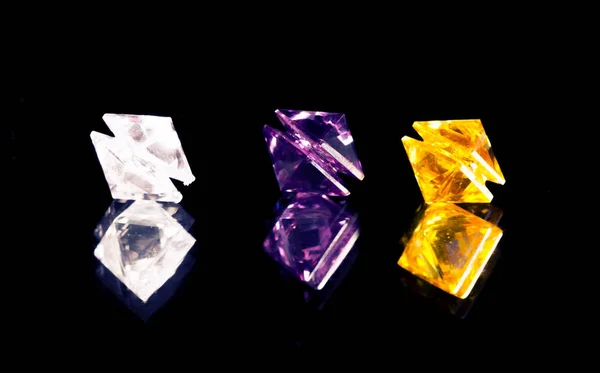 Falska Färgglada Diamanter Svart Bakgrund — Stockfoto