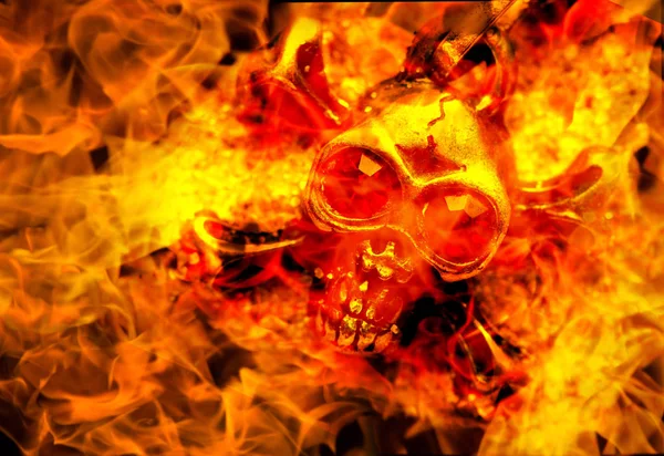 Skull Fire Close — Stock Photo, Image