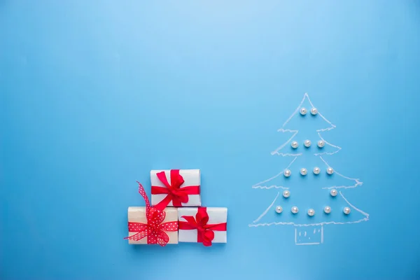 Concepto Fiesta Navidad Sobre Fondo Azul — Foto de Stock