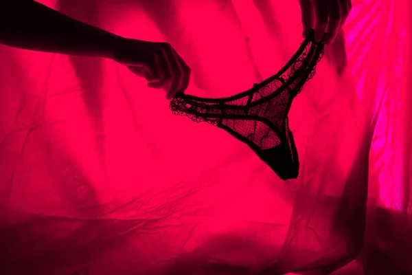 Ropa Interior Mujer Sexy Luz Roja Concepto Sexo —  Fotos de Stock