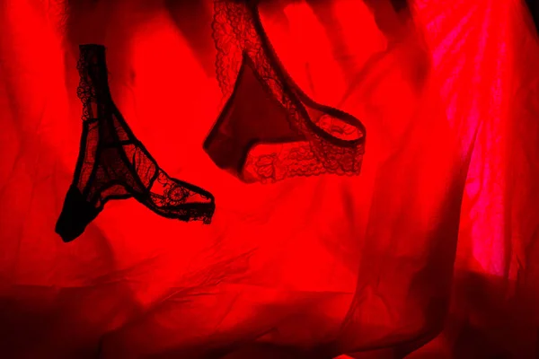 Sexy Sous Vêtements Femme Lumière Rouge Concept Sexe — Photo