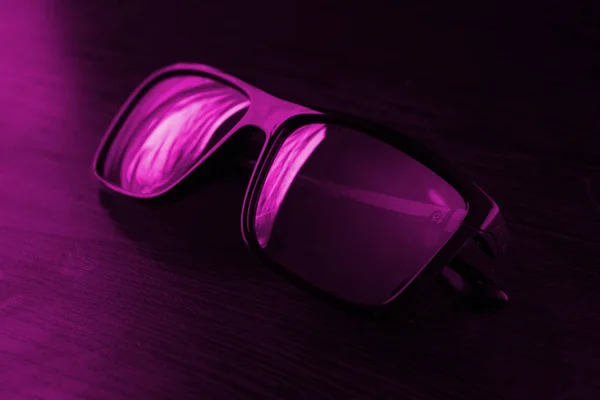 Close Sunglasses Dark Background — Stock Photo, Image