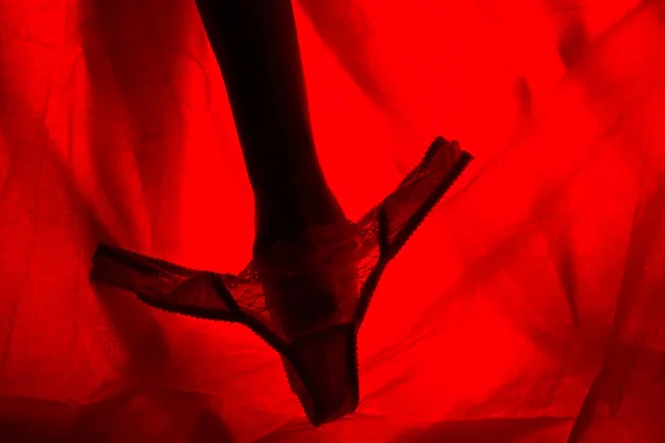 Concept Agression Sexuelle Mains Culotte Lumière Rouge — Photo