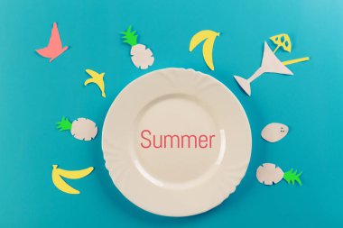 kopya alanı ile meyve tabağı. Yaz konsepti