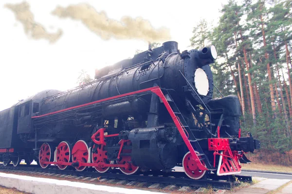 Старый Ретро Поезд Железной Дороге Тонированное Изображение — стоковое фото