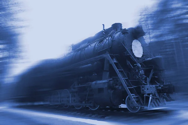 Retro Old Locomotive Night Vintage Train — Stock Photo, Image