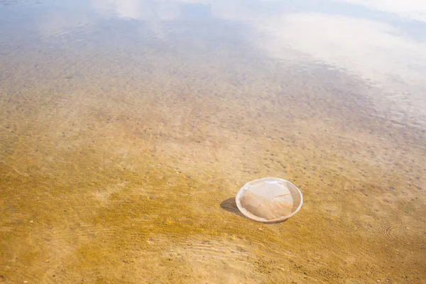 Plástico em um lago — Fotografia de Stock