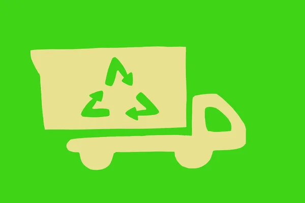 Camion verde della spazzatura — Foto Stock