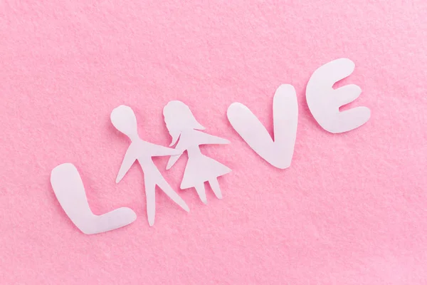 Amor texto no fundo rosa — Fotografia de Stock