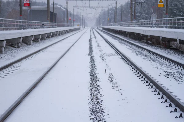 철도 도로 겨울 — 스톡 사진