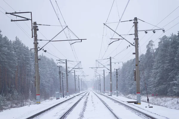 Залізнична дорога зима — стокове фото