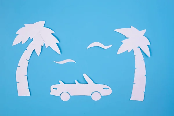 Arte de papel de coche cabriolet en la playa —  Fotos de Stock