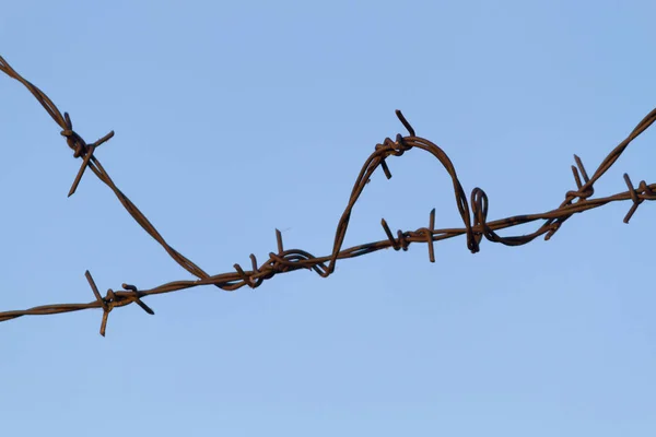 Barbed wire on fence — Stock Photo, Image