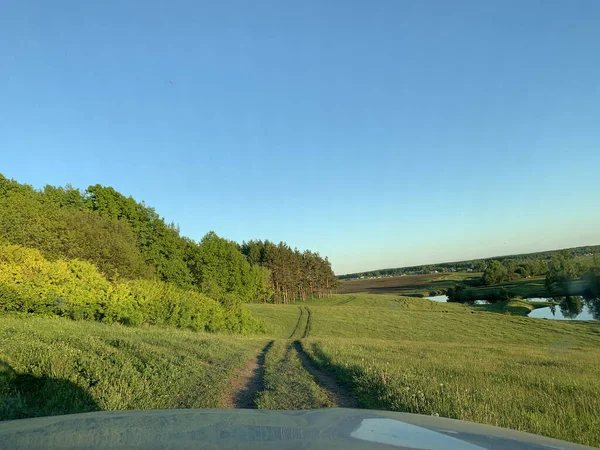 Muddy Country Road Vista Desde Coche — Foto de Stock