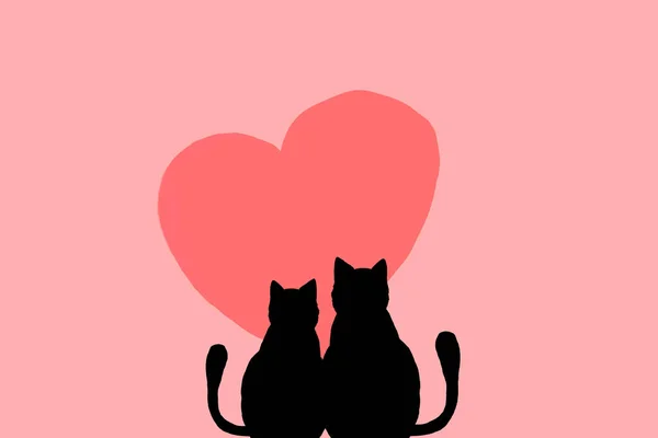 Nettes Katzenpaar Auf Dem Rosa Hintergrund — Stockfoto
