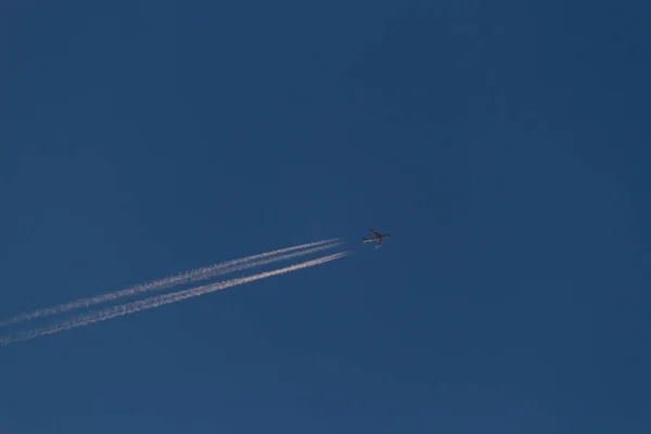 Plane Track Blue Sky — Stock Photo, Image