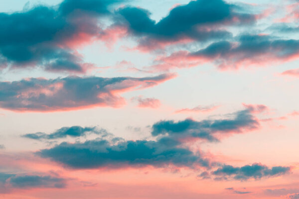 Beautiful clouds on the sky. Sunset or sunrise