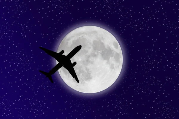 Avión Cielo Por Noche —  Fotos de Stock