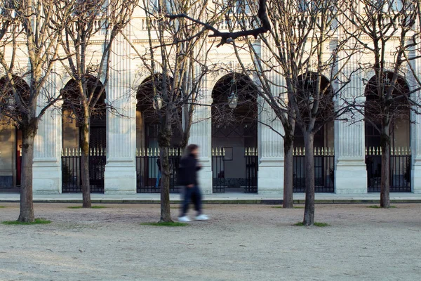 Imagen Borrosa Del Movimiento Gente Caminando Frente Palacio Real París —  Fotos de Stock