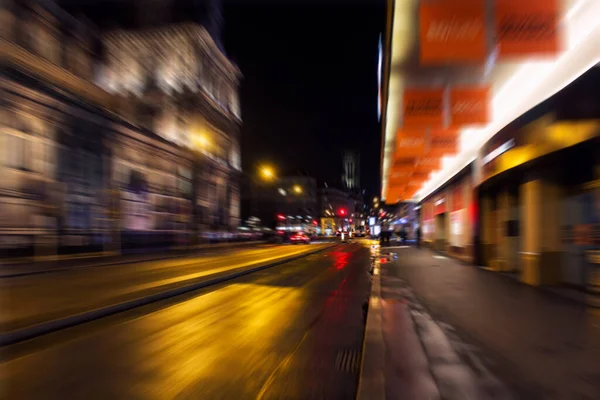 Blurry Motion Image Street Night Paris — Stock Photo, Image