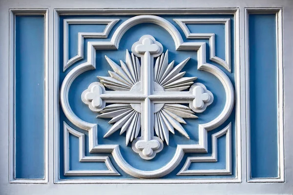 Close View Architectural Detail Russian Style Historical Building Religious Cross — Stock Photo, Image