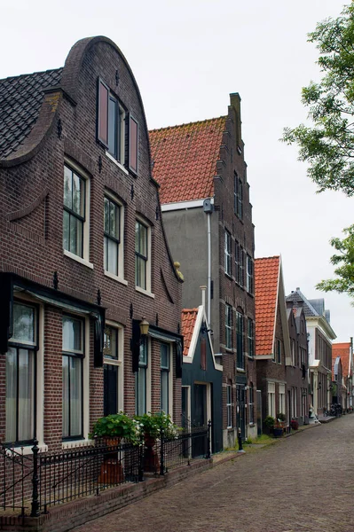 View Historical Traditional Typical Houses Edam Town Famous Its Semi — Stock Photo, Image